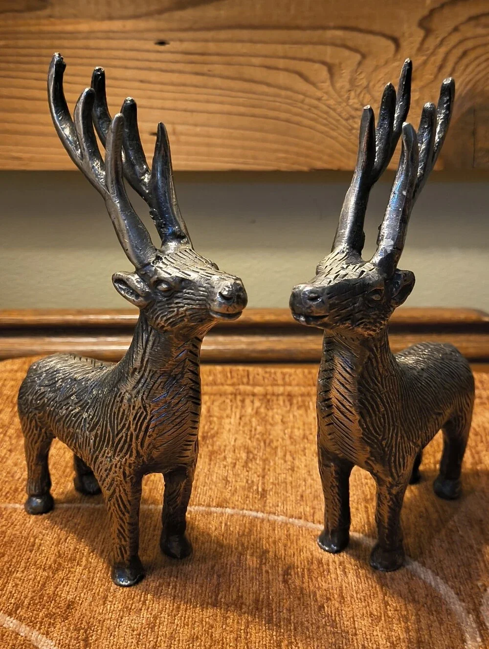 Rare Pottery Barn Silver Reindeer Salt & Pepper Shakers Stag/Deer